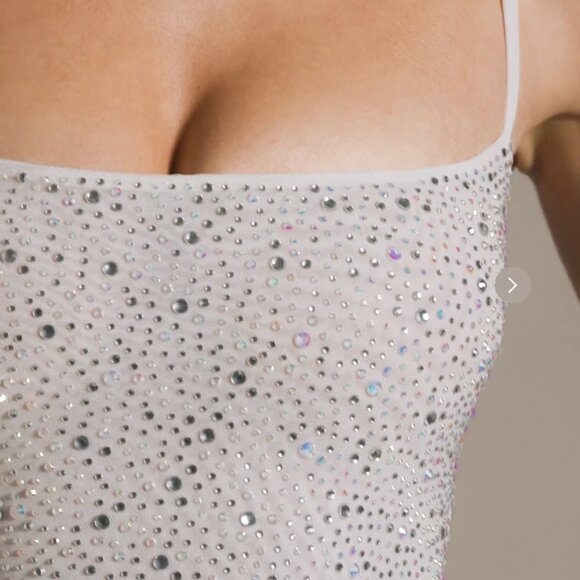Oh Polly Aellin Embellished Bodycon Mini Dress White Sparkle Size 2 - Picture 4 of 12